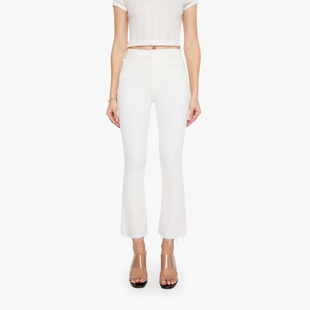 MOTHER The Hustler Ankle Fray Jeans in White Fairest of them All wash size 31